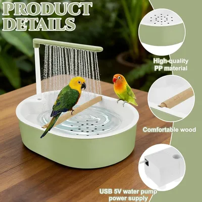 MCBOSON Ducha automática para pájaros: duradera, con caudal ajustable