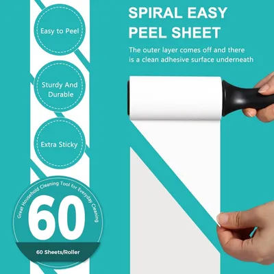 MCBOSON Rouleau anti-poils : 1 poignée + 6 recharges. Multi-usage.