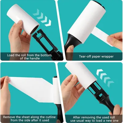 MCBOSON Rouleau anti-poils : 1 poignée + 6 recharges. Multi-usage.