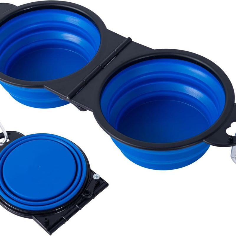 Bol 2 en 1 Pliant Bleu - Voyage pour Chiens/Chats,