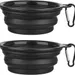 2 Pièces Bol Silicone Pliable Noir Petit - Voyage Chiens/Chats, 350ml