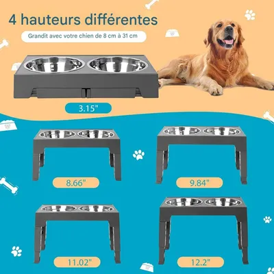 FurryFusion Table réglable pour gamelles d'animaux de compagnie