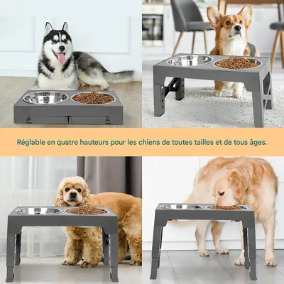 FurryFusion Table réglable pour gamelles d'animaux de compagnie