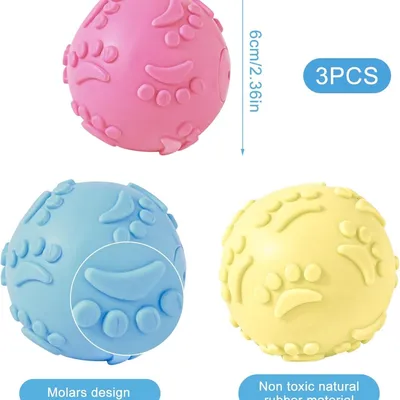 3 Balles Caoutchouc Chien - Couineuses, Flottantes, Toutes Tailles