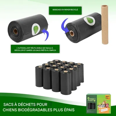 FurryFusion Sacs à ordure pour animaux biodégradables