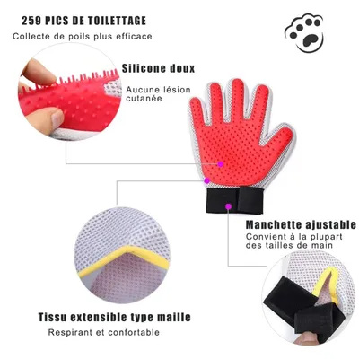 MCBOSON Lot 2 gants toilettage animaux