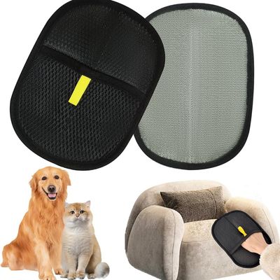 Lot de 2 Gants Ramasse Poils Double Face - Chiens/Chats + Meubles/Tapis