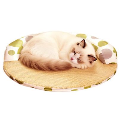 MCBOSON Lit rond en rotin pour chiens et chats 40 cm