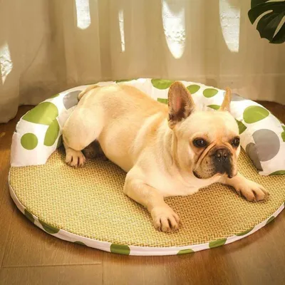 MCBOSON Lit rond en rotin pour chiens et chats 40 cm