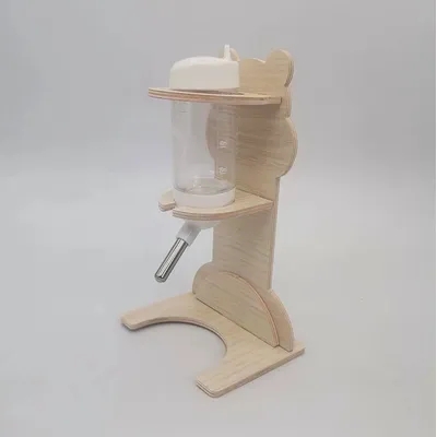 FurryFusion Bouteille hamster à roulements à billes, support en bois inclus