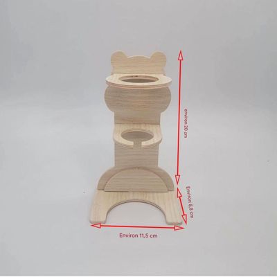 FurryFusion Bouteille hamster à roulements à billes, support en bois inclus