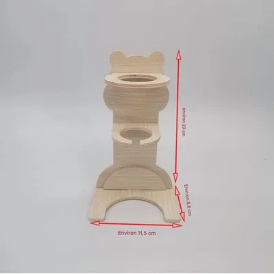 FurryFusion Bouteille hamster à roulements à billes, support en bois inclus