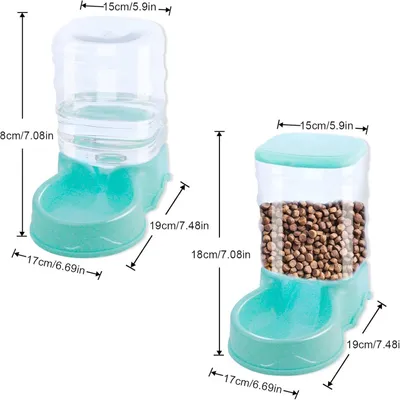 Lot de 2 Mangeoires Automatique Chat/Chien 3,5L Distributeur Eau Nourriture