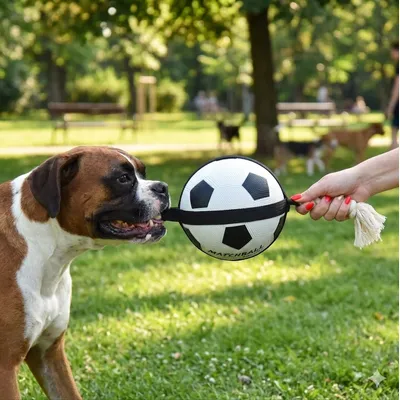 FLAMINGO - Ballon de football matchball pour chien 20 cm