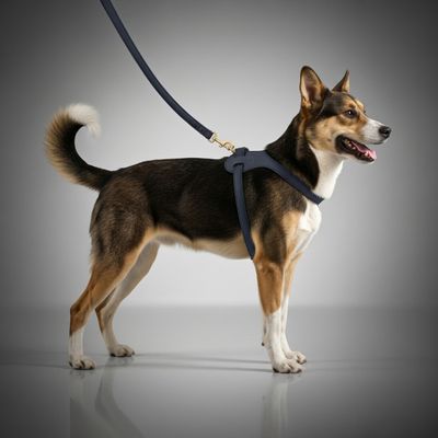 FERRIBIELLA Harnais Chien Cuir Réglable Confort - Bleu