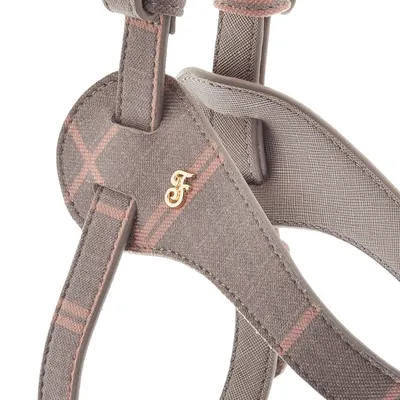 FERRIBIELLA Harnais Chien Cuir Réglable Confort - Rose et Gris