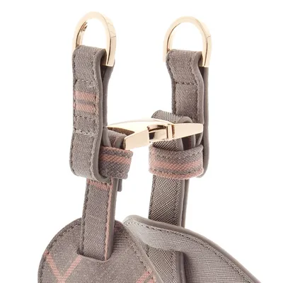 FERRIBIELLA Harnais Chien Cuir Réglable Confort - Rose et Gris