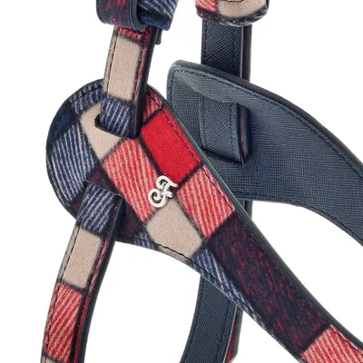FERRIBIELLA Harnais Chien Cuir Réglable Confort - Tartan
