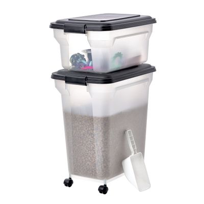 Boite Croquette hermétique à roulettes, Plastique, pour Chien, Chat
