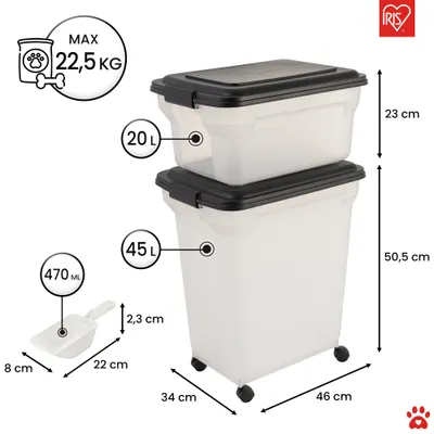 Boite Croquette hermétique à roulettes, Plastique, pour Chien, Chat Boite Croquette hermétique à roulettes, Plastique, pour Chien, Chat