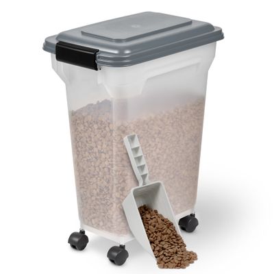 Boite Croquette hermétique à roulettes, Plastique, pour Chien, Chat
