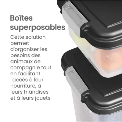 Boite Croquette hermétique à roulettes, Plastique, pour Chien, Chat Boite Croquette hermétique à roulettes, Plastique, pour Chien, Chat