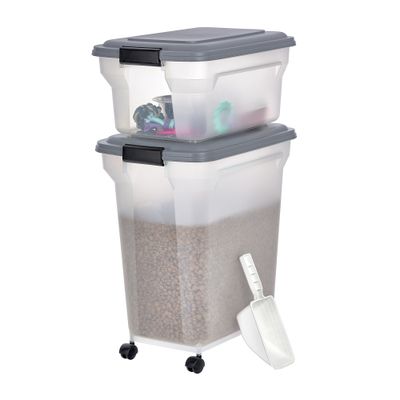 Boite Croquette hermétique à roulettes, Plastique, pour Chien, Chat