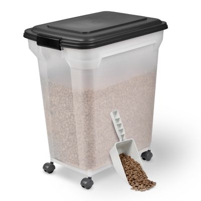 Boite Croquette hermétique à roulettes, Plastique, pour Chien, Chat