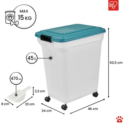 Boite Croquette hermétique à roulettes, Plastique, pour Chien, Chat Boite Croquette hermétique à roulettes, Plastique, pour Chien, Chat