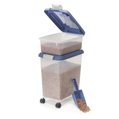 Boite Croquette hermétique à roulettes, Plastique, pour Chien, Chat Boite Croquette hermétique à roulettes, Plastique, pour Chien, Chat