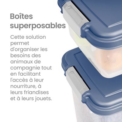 Boite Croquette hermétique à roulettes, Plastique, pour Chien, Chat