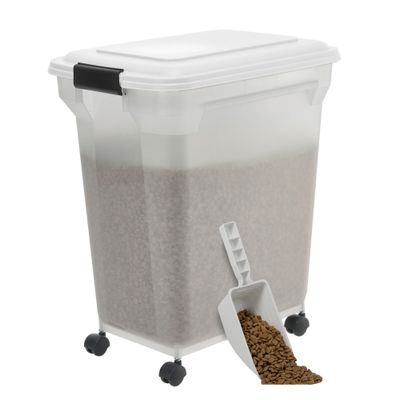 Boite Croquette hermétique à roulettes, Plastique, pour Chien, Chat