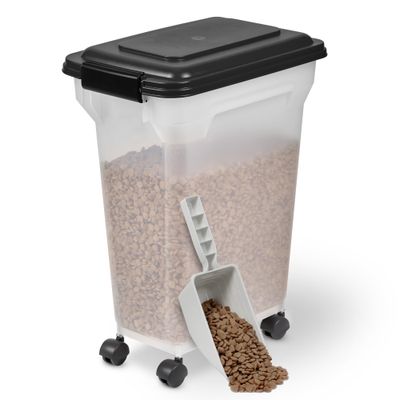 Conteneur Croquette hermétique à roulettes, Plastique, pour Chien, Chat