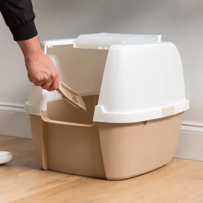 Grande maison de Toilette pour Chat avec Pelle, Capot détachable