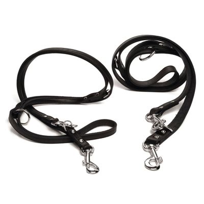 Beeztees Hundeleine Leder, verstellbar schwarz