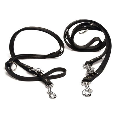 Beeztees Hundeleine Leder, verstellbar schwarz