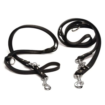 Beeztees Hundeleine Leder, verstellbar schwarz