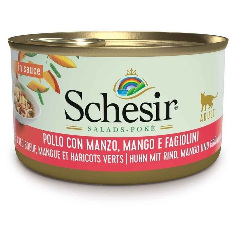 - Salade Poké Poulet, Boeuf, mangue, Haricots verts (boite 85 g) - SCHESIR