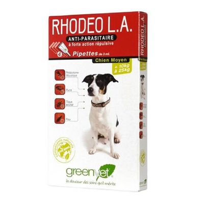 GREENVET - Pipette Antiparasitaire - RHODEO L.A. Chien Moyen