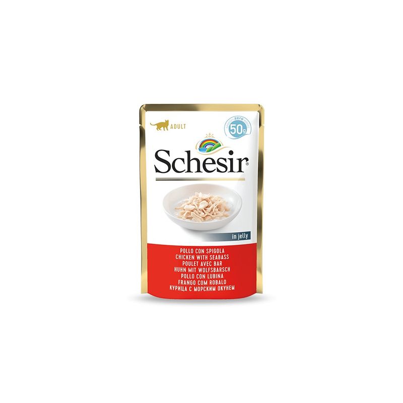SCHESIR - Pâtée en gelée poulet/bar chat (sachet 50g) - SCHESIR