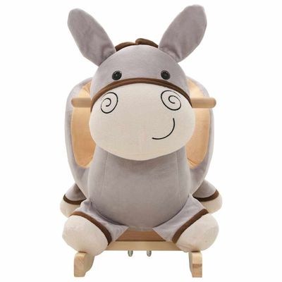 Prolenta Premium - Âne à bascule avec dossier Peluche 60x32x55 cm Gris