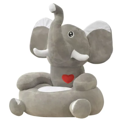 Prolenta Premium - Chaise en peluche pour enfants Éléphant gris