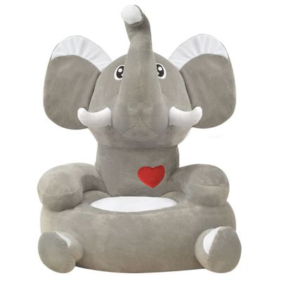 Prolenta Premium - Chaise en peluche pour enfants Éléphant gris