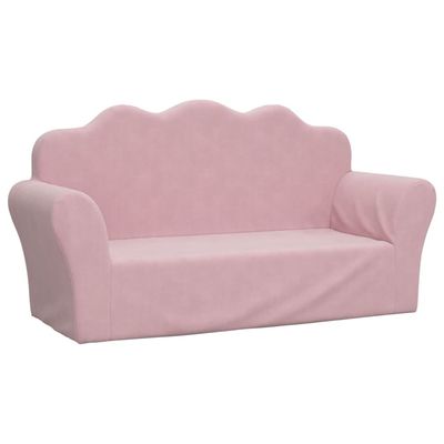 Prolenta Premium - Canapé pour enfants 2 places Rose Peluche douce