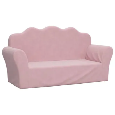 Prolenta Premium - Canapé pour enfants 2 places Rose Peluche douce
