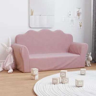 Prolenta Premium - Canapé pour enfants 2 places Rose Peluche douce