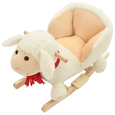 Prolenta Premium - Mouton à bascule avec dossier Peluche 60x32x50 cm Blanc
