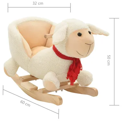 Prolenta Premium - Mouton à bascule avec dossier Peluche 60x32x50 cm Blanc