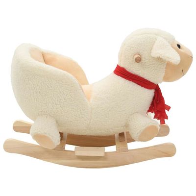 Prolenta Premium - Mouton à bascule avec dossier Peluche 60x32x50 cm Blanc