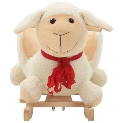 Prolenta Premium - Mouton à bascule avec dossier Peluche 60x32x50 cm Blanc